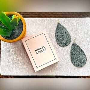 Nickel & Suede Large Teardrops